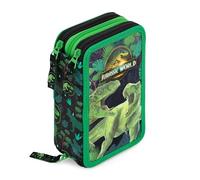Creativolution Trousse scolaire 3 zip Jurassic World 3 Zip avec 44 articles (bleu clair/rouge), 20×15×6 cm - Produit officiel