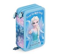 Creativolution - Trousse scolaire complète avec 3 fermetures éclair, contenant 44 pièces dont les feutres Giotto et les crayons de couleur avec mine de 4 mm., La Reine des neiges., Taglia Unica