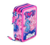 Creativolution - Trousse scolaire complète avec 3 fermetures éclair, contenant 44 pièces dont les feutres Giotto et les crayons de couleur avec mine de 4 mm., Stitch, Taglia Unica, Moderne