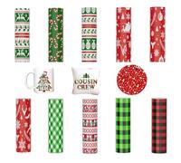 Creatorally Lot de 10 feuilles de papier de transfert à sublimation de Noël - 11,4 x 30,5 cm - Feuilles de transfert festives pour tasses, tasses, t-shirts et bricolage