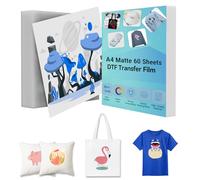 Creatorally Papier Transfert DTF A4, 60 Feuilles Mat Double Face Film de Transfert Thermique Pet pour Sublimation Rojets d'impression DIY, Compatible avec Toutes Les Imprimantes à Jet d'encre