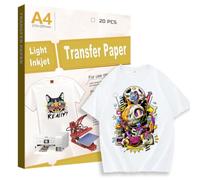 Creatorally Papier Transfert pour Textile, A4 Film de Transfert Thermique Thermocollant pour T-Shirts Blancs ou Clairs, Compatible avec Les Imprimantes à Jet d'encre et Laser (20 Feuilles Amélioré)