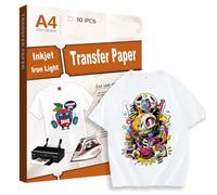 Creatorally Papier Transfert pour Textile, A4 Film de Transfert Thermique Thermocollant pour T-Shirts Blancs ou Clairs, Compatible avec Les Imprimantes à Jet d'encre et Laser (10 Feuilles Standard)