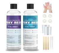 Creatorally Résine Époxy avec Durcisseur 1: 1 Set, 1 l de Résine Époxy Transparente sans Bulles, Résine de Moulage Transparente comme du Cristal pour Bijoux, Moules, Décoration Intérieure