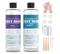 Creatorally Résine Époxy avec Durcisseur 1: 1 Set, 500 ML de Résine Époxy Transparente sans Bulles, Résine de Moulage Transparente comme du Cristal pour Bijoux, Moules, Décoration Intérieure