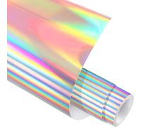 Creatorally Vinyle de Transfert Thermique 30,5cm x 1,52m, Vinyl Thermocollant HTV pour T-Shirts, Vêtements et Tissus, pour Presse à Chaud et la Machine de Découpe Artisanale (Argent Holographique)