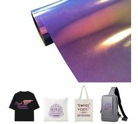 Creatorally Vinyle Thermocollant Arc-en-Ciel Holographique, 30.5x152 cm (12in*5ft) Rouleau Flex Papier de Transfert Thermique, HTV à Repasser pour DIY T-Shirts Chapeaux Vêtements et Textiles (Bleu)