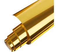 Creatorally Vinyle Thermocollant Miroir Métal, 30.5x183 cm (12in*6ft) Rouleau Flex Papier de Transfert Thermique, HTV à Repasser pour DIY T-Shirts, Chapeaux, Vêtements et Textiles (Or, Standard)