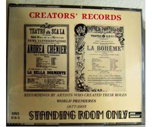 Creators' Records: World Premieres, 1877-1903 - Massenet (Composer), Sullivan (Composer), Reyer (Composer), Verdi (Composer), Cellier (Composer), Mascagni (Composer), Tchaikovsky (Composer), Leoncavallo (Composer), Bemberg (Composer), Bruneau,Napravnik,Stanford,Giordano,Duvernoy,Franchetti,Debussy,Silver,Cilea,Sullivan Puccini (Composer), Jean Lassalle (Performer), Edward Lloyd (Performer), Rose Caron (Performer), Maurice Renaud (Performer), G. Brejean-Silver (Performer), F. Tamagno (Performer), V. Maurel (Performer), Ben Davies (Performer), G. Bellincioni (Performer), M. Mei-Figner (Performer), G. de Luca (Orchestra), Pandolfini (Orchestra), Richard Temple (Orchestra), E. Calve (Artist), Bellincioni (Artist), Caruso (Artist), Marchi (Artist), Garbin (Artist), Boninsegna (Artist), Anselmi (Artist), Corradetti (Artist), Pinto (Artist), Garden (Artist), F. de Lucia (Vocals), E. van Dyck (Vocals), M. Delna (Vocals), F. Daddi (Vocals), N. Melba (Vocals), C. Ferrani (Vocals), G. Pacini (Vocals), J. O'Mara (Vocals), M. Sammarco (Vocals), R.Storchio - 2CD BOX SET / STANDING ROOM ONLY