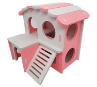 CreatsGoss Ensemble de jeu de grange, y compris maison en bois, jouet de planche de grange, villa nid coulissant, maison d'ours doré, chambre à coucher (villa poudre)