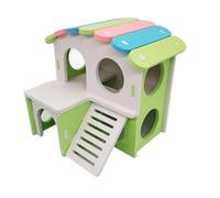 CreatsGoss Ensemble de jeu de grange, y compris maison en bois, jouet de planche de grange, villa nid coulissant, maison d'ours doré, chambre à coucher (villa verte)