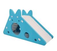 CreatsGoss Ensemble de jeu de grange, y compris maison en bois, jouet de planche de grange, villa nid de toboggan, maison d'ours doré, chambre à coucher (modèle B toboggan bleu)