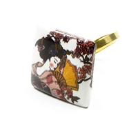 CreaTu Bague Céramique - Geisha - Bague Femme Bijoux en Porcelaine, Argent Plaqué Or, Made in Sicily