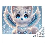 Créature Blanche Ailée Yeux Bleus Puzzle 1000 Pièces Papier pour Adultes Style Fantaisie Jeu de Puzzle 1000 Pièces Détente Décoration 70x50cm/1000pcs