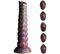 CREATURE COCKS Deep Invader Tentacle Ovipositor Gode en silicone avec œufs, gode fantastique d'élevage avec 5 œufs d'ovipositeur. Compatible avec harnais et silicone de qualité supérieure. Ensemble de