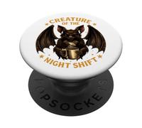 Creature of The Night Shift Batte Café Funny Work PopSockets PopGrip Adhésif