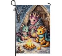 Créatures Colorées Et Fantastiques De Dragons D'Hiver Drapeau Couleurs Vives Bannière Solide Garden Flag Pour Extérieur Mur Vacances 30X45Cm