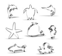 Créatures de la mer Emporte Pièce - 8 Pièces - Requin，Poulpe，Baleine，Espadon，hippocampe，Étoile de mer，Dauphin，Tortue - Acier inoxydable