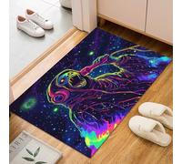 CréAtures Extraterrestres AbstraitTapis Antiderapant 60x90cm Carpet de Couloir Lavable Long Musique de Galaxie Peinture Extraterrestre Tapis de Salon Chambre Cuisine Poil Ras Descente de Lit