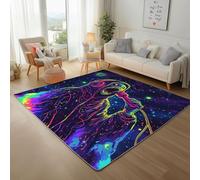 CréAtures Extraterrestres AbstraitTapis Salon 180x240cm Musique de Galaxie Peinture Extraterrestre Rug Lavable Antidérapant Poils Ras Moelleux Tapis D'entrée Intérieur Chambre, Descente de Lit