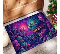 Créatures Extraterrestres Paillasson Interieur Entree 40 X 60 Cm, Ambiance d'horreur Tapis D'Entrée Antidérapant, Tapis De Sol Absorbantes Violet Foncé pour Chien, Porte, Couloir