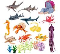 Créatures marines pour enfants Figurines réalistes Kit de jeu interactif | Lot de 21 figurines d'animaux marins pour garçons et filles au bord de la piscine Aquarium bureau lit