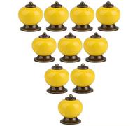 Creatwls Lot de 10 boutons de meuble vintage en céramique et porcelaine Jaune