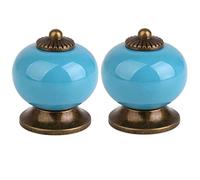Creatwls Lot de 2 boutons de tiroir en céramique bleue style rétro Dragon Ball