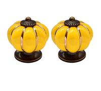 Creatwls Lot de 2 Forme de citrouille Style vintage Poignée-bouton en porcelaine,boutons de meubles, bouton de tiroir, bouton de placard, armoires meubles pour enfants décoration de la maison