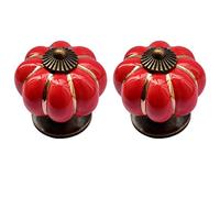 Creatwls Lot de 2 Forme de citrouille Style vintage Poignée-bouton en porcelaine,boutons de meubles, bouton de tiroir, bouton de placard, armoires meubles pour enfants décoration de la maison