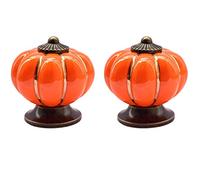 Creatwls Lot de 2 Forme de citrouille Style vintage Poignée-bouton en porcelaine,boutons de meubles, bouton de tiroir, bouton de placard, armoires meubles pour enfants décoration de la maison