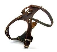 Creatwls Marron foncé Cuir Souple réglable Chien Marche Harnais pour Berger Allemand de Chasse Dogs- pour Grand Chien ou Chien Moyen