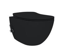 Creavit Toilette suspendu - 35.3x51cm - Douchette bidet chaud/froid - sans bride - avec abattant wc - noir mat SW1152759/SW1152725