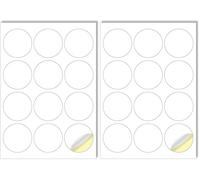 Creavvee 12 étiquettes rondes feuille 25 feuilles A4 imprimables papier autocollant blanc pour imprimantes laser/jet d'encre fabriqué en Europe - Taille des autocollants ronds 63 mm (Lot de 2)
