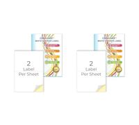 Creavvee 2 étiquettes par feuille 25 feuilles A4 imprimables papier autocollant blanc pour imprimantes laser/jet d'encre fabriqué en Europe - Taille des stickers (A5) 210x148mm (Lot de 2)