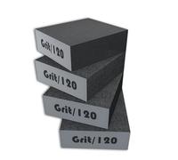 Creavvee Lot de 4 éponges abrasives, humides et sèches, Bloc de ponçage, lavables et réutilisables, idéales pour Le Polissage du Bois et du métal, Gris, 100 x 70 x 25 mm, Grain 120