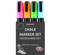 Creavvee Lot de 4 marqueurs à craie pastel - Mine ronde de 6 mm - Effaçables à sec