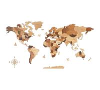 Creawoo Carte du Monde 3D en Bois pour Décoration Murale, Carte Murale Décorative en Bois Massif Naturel Multicouche pour la Maison et le Bureau, Carte du Monde de Voyage en Bois Multicolore-100x57 CM