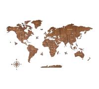 Creawoo Carte du monde de voyage en bois de noyer pour salon, chambre à coucher, bureau, pour couple, pendaison de crémaillère (200 x 114 cm)