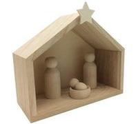 Crèche bois + pions 18 x 8 x 15 cm Beige