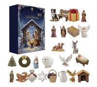 Crèche de l'Avent 2025 | 24 jours en acrylique 2D - Calendrier de l'Avent de la naissance de Jésus - Pour porte d'entrée, salon, bureau, étude, mur, cheminée, escalier, rebord de fenêtre, couronne de
