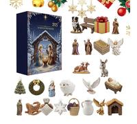 Crèche de Noël 2025 - Décorations acryliques 2D - 24 jours - Calendrier de l'Avent de la naissance de Jésus - Pour planificateurs de festivals, centre de table saisonnier, porte d'entrée, bureau