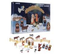 Crèche de Noël 24 figurines Sainte Famille Magi Berger Ange Mouton Animaux stables Clôtures Résine Calendrier de compte à rebours interactif pour enfants et jeunes Créatif