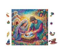 Crèche de Noël at Christmas 100 Pieces Casse-tête Collectionneur en Carton sans Déformation Très Difficile Motif Complexe Décoration Murale Cadeau Noël Premium 28x28cm