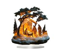 Crèche De Noël Avec Figurines, 18x18 Cm Crèche De Noël, Figurines De Crèch-e De Noë-l En Acrylique Figurine N-oel Décorations De No-ël Traditionnelles Pour Décoration Intérieure, Église Ou École