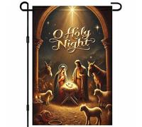 Crèche De Noël Avec Jésus Sous La Neige Bannière Cour 30X45Cm Bannière Suspendre Double Face Drapeau De Cour Pour Dortoirs Clubs Chambres