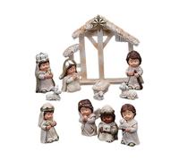 Crèche de Noël - Collection de figurines en résine | Ensemble de nativité 12 pièces avec anges de Jésus Marie-Joseph, décoration de Noël religieuse pour cheminée, étagère, table, salon, dévotion navi