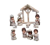 Crèche de Noël Complète avec Personnages, Figurine Crèche de Noël en Résine, Santons pour Crèche de Noël, Figurine de la Nativité Traditionnelle, Statue de la Sainte Famille pour Décoration de Table