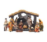 Crèche de Noël Complète, Ensembles de Figurines de la Nativité en Résine, Santons pour Crèche de Noël, étable crèche avec Personnages, Figurine de Crèche de Noël pour Décoration de la Maison de Noël
