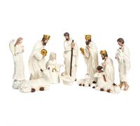 Crèche de Noël de 11 pièces, figurines sculptées peintes à la main, découvrez la conscience et la merveille de l'histoire de Noël, construisez une tradition de vacances en famille avec la collection